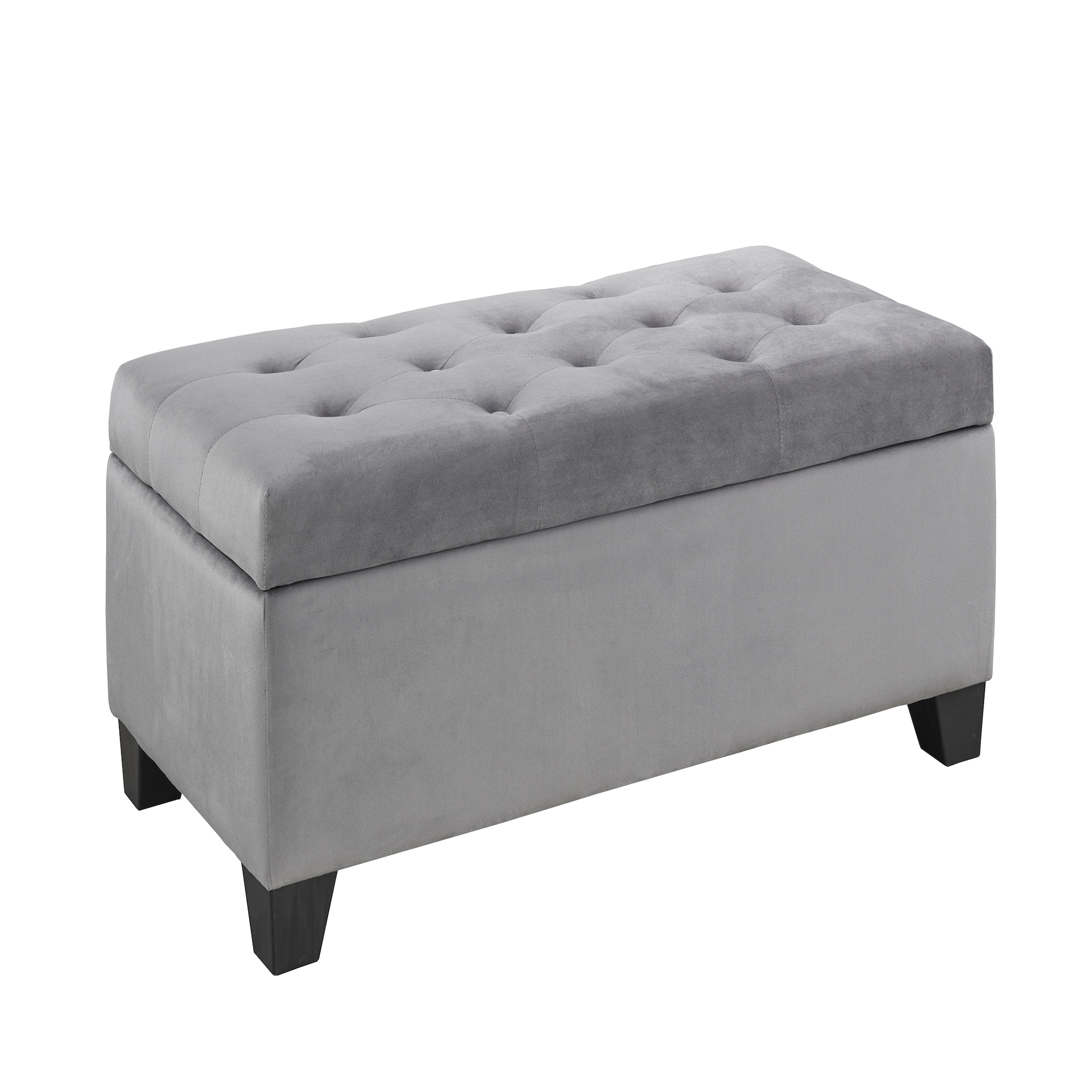 STORAGE OTTOMAN GREY VELVET