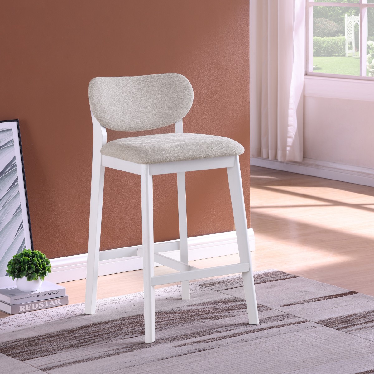 COUNTER STOOL, SET OF 2 - CREAM 