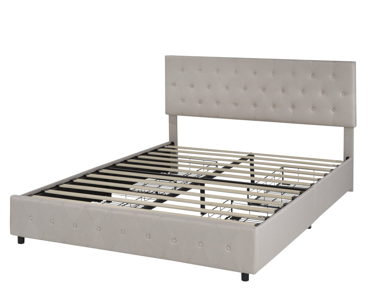 TWIN PLATFORM BED - BEIGE 