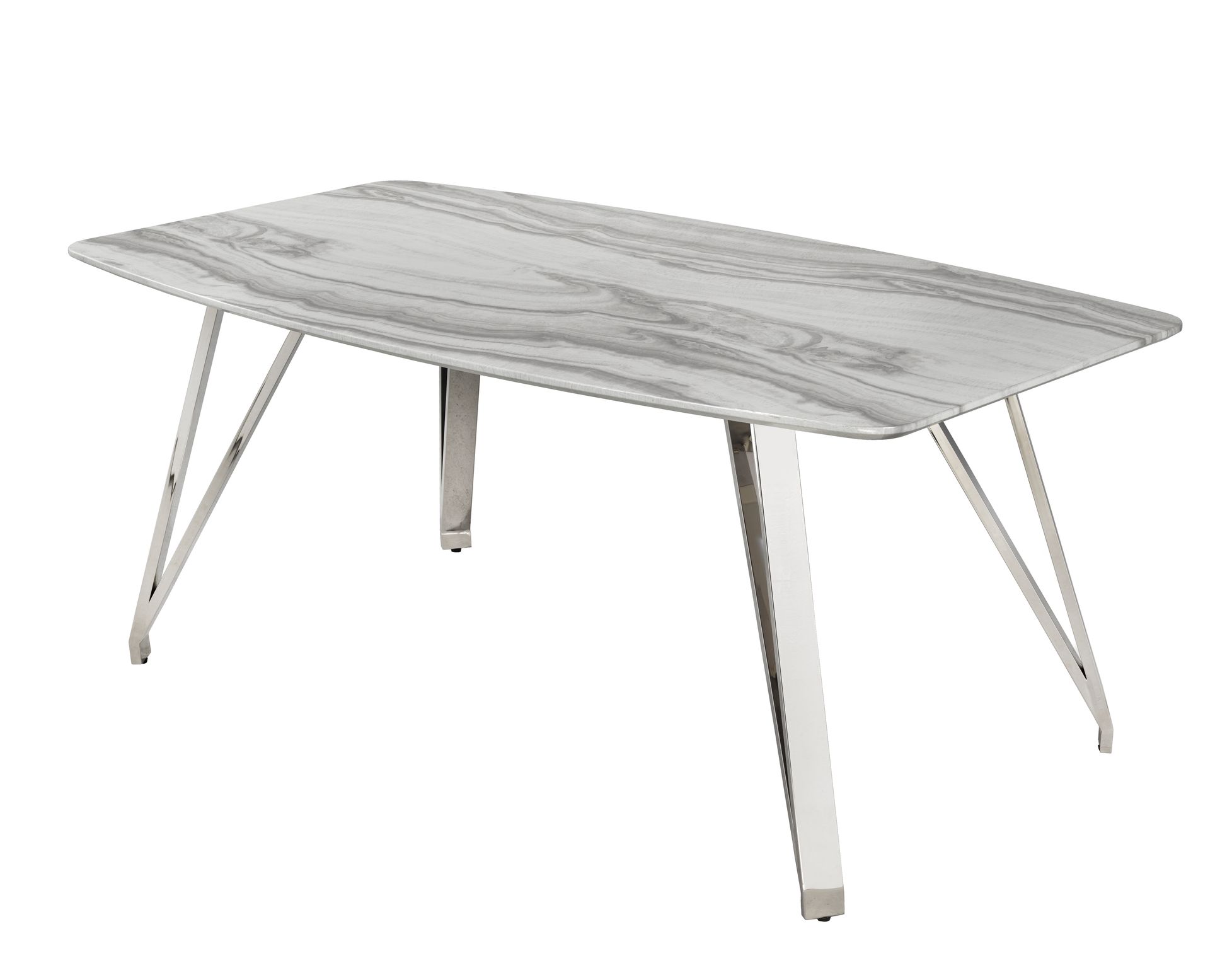 DINING TABLE - WHITE/SILVER