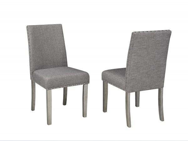 BELLA SIDE CHAIR W LIGHT GREY FABRIC (DINING CHAIR SET OF 2 )