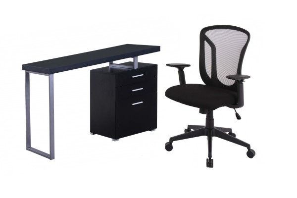 Office Desk & Chair Set, Black