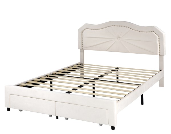 QUEEN PLATFORM BED - BEIGE