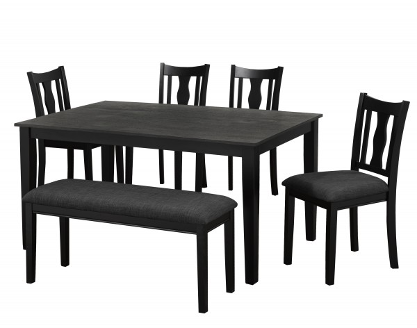 6-PIECE DINING SET WITH BENCH - GREY
