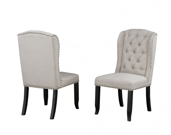 MEMPHIS SIDE CHAIR BEIGE FABRIC (DINING CHAIR SET OF 2 )
