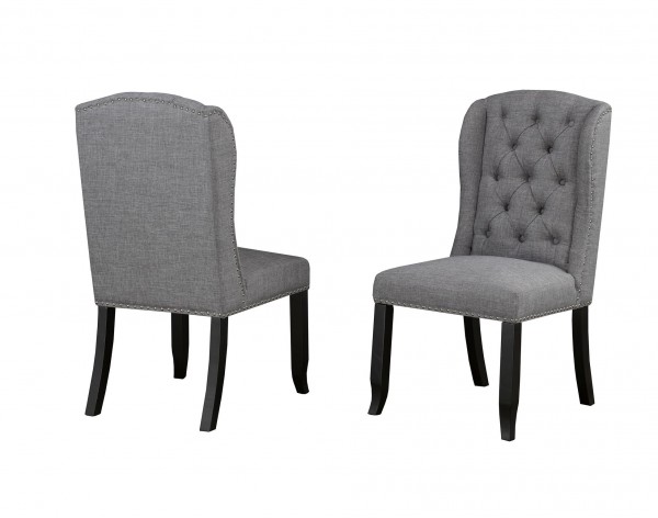 MEMPHIS SIDE CHAIR GREY FABRIC (DINING CHAIR SET OF 2 )