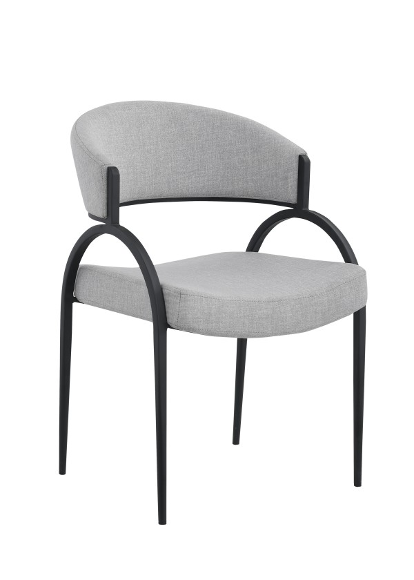 DINING CHAIR, SET OF 2, GREY/BLACK