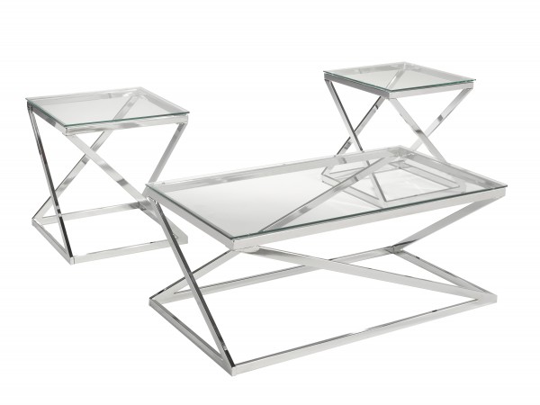 3-PEICE COFFEE TABLE SET - SILVER