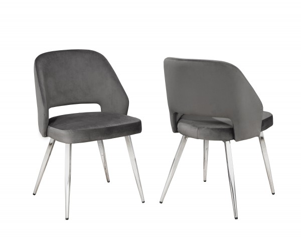 ELLA DINING TABLE CHAIRS GREY VELVET (DINING CHAIR SET OF 2 )